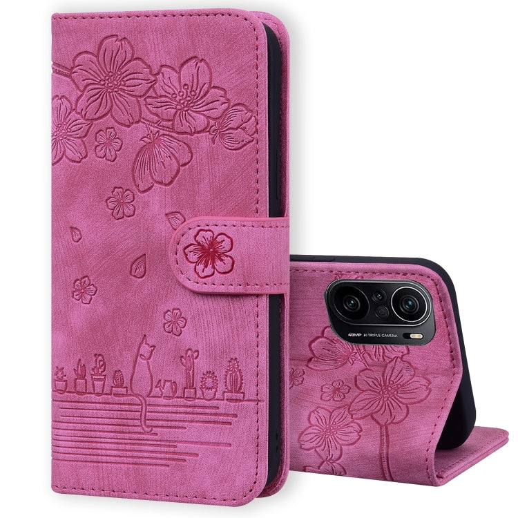 Cartoon Sakura Cat Embossed Leather Phone Case, For Xiaomi Poco F4 GT, For Xiaomi Poco M3 / Redmi 9T Global, For Xiaomi Poco X3 / X3 NFC, For Xiaomi Redmi K40 / K40 Pro, For Xiaomi Redmi Note 11 Pro 4G / 5G, For Xiaomi Poco M4 Pro 4G Global            ...