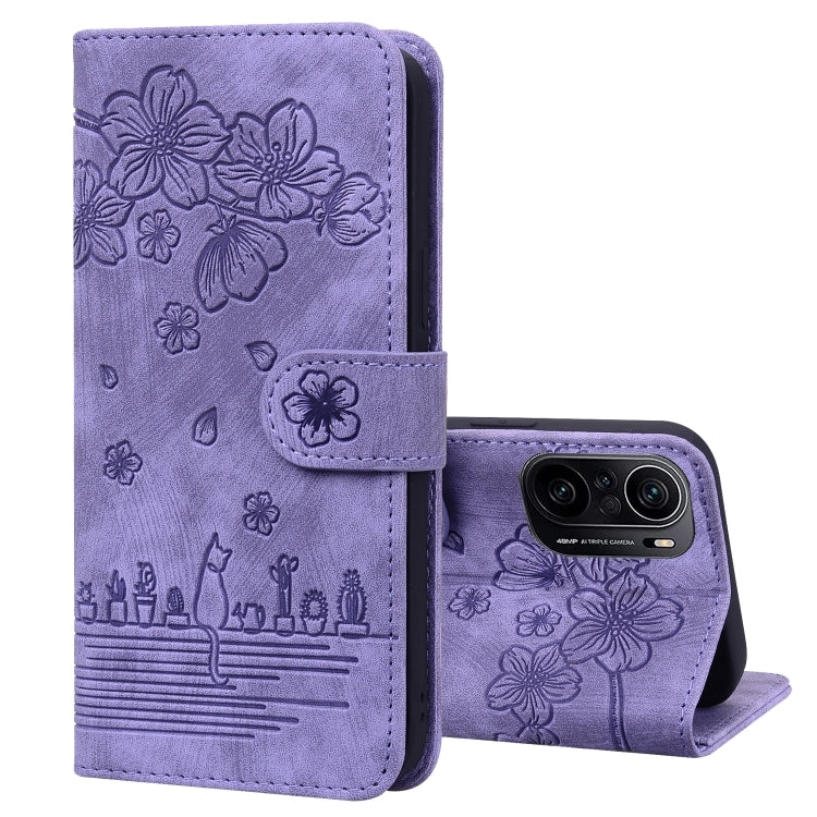 Cartoon Sakura Cat Embossed Leather Phone Case, For Xiaomi Poco F4 GT, For Xiaomi Poco M3 / Redmi 9T Global, For Xiaomi Poco X3 / X3 NFC, For Xiaomi Redmi K40 / K40 Pro, For Xiaomi Redmi Note 11 Pro 4G / 5G, For Xiaomi Poco M4 Pro 4G Global            ...
