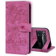 Load image into Gallery viewer, Cartoon Sakura Cat Embossed Leather Phone Case, For Xiaomi Poco F4 GT, For Xiaomi Poco M3 / Redmi 9T Global, For Xiaomi Poco X3 / X3 NFC, For Xiaomi Redmi K40 / K40 Pro, For Xiaomi Redmi Note 11 Pro 4G / 5G, For Xiaomi Poco M4 Pro 4G Global            ...