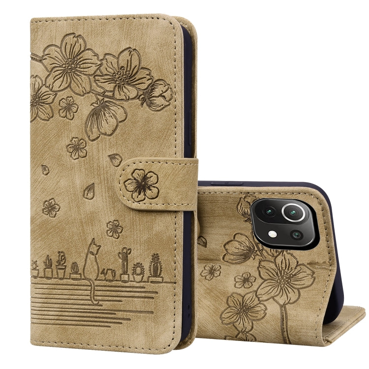 Cartoon Sakura Cat Embossed Leather Phone Case, For Xiaomi Poco F4 GT, For Xiaomi Poco M3 / Redmi 9T Global, For Xiaomi Poco X3 / X3 NFC, For Xiaomi Redmi K40 / K40 Pro, For Xiaomi Redmi Note 11 Pro 4G / 5G, For Xiaomi Poco M4 Pro 4G Global            ...