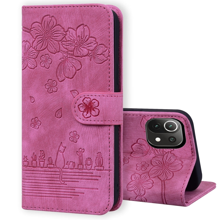 Cartoon Sakura Cat Embossed Leather Phone Case, For Xiaomi Poco F4 GT, For Xiaomi Poco M3 / Redmi 9T Global, For Xiaomi Poco X3 / X3 NFC, For Xiaomi Redmi K40 / K40 Pro, For Xiaomi Redmi Note 11 Pro 4G / 5G, For Xiaomi Poco M4 Pro 4G Global            ...