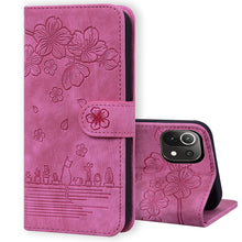 Load image into Gallery viewer, Cartoon Sakura Cat Embossed Leather Phone Case, For Xiaomi Poco F4 GT, For Xiaomi Poco M3 / Redmi 9T Global, For Xiaomi Poco X3 / X3 NFC, For Xiaomi Redmi K40 / K40 Pro, For Xiaomi Redmi Note 11 Pro 4G / 5G, For Xiaomi Poco M4 Pro 4G Global            ...