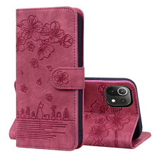 Load image into Gallery viewer, Cartoon Sakura Cat Embossed Leather Phone Case, For Xiaomi Poco F4 GT, For Xiaomi Poco M3 / Redmi 9T Global, For Xiaomi Poco X3 / X3 NFC, For Xiaomi Redmi K40 / K40 Pro, For Xiaomi Redmi Note 11 Pro 4G / 5G, For Xiaomi Poco M4 Pro 4G Global            ...