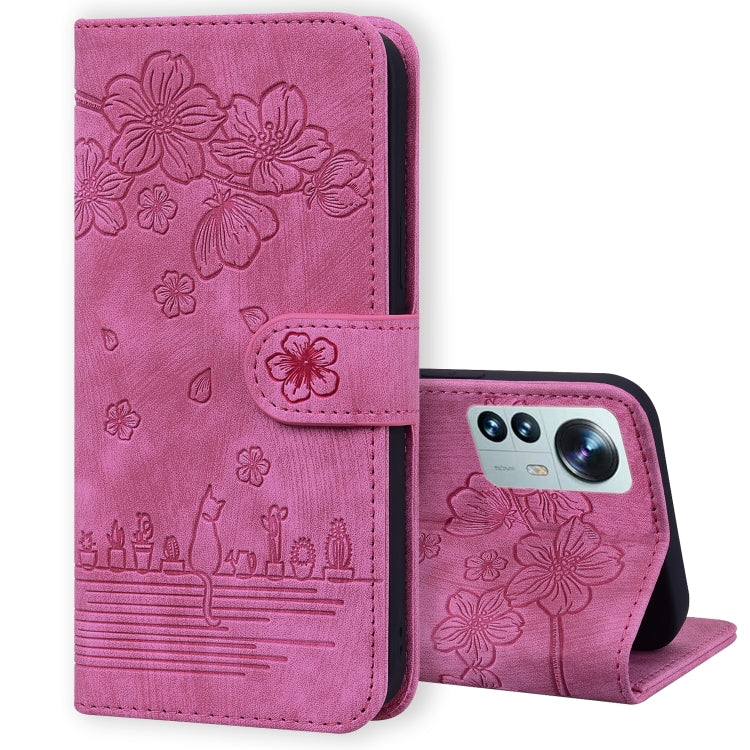 Cartoon Sakura Cat Embossed Leather Phone Case, For Xiaomi Poco F4 GT, For Xiaomi Poco M3 / Redmi 9T Global, For Xiaomi Poco X3 / X3 NFC, For Xiaomi Redmi K40 / K40 Pro, For Xiaomi Redmi Note 11 Pro 4G / 5G, For Xiaomi Poco M4 Pro 4G Global            ...