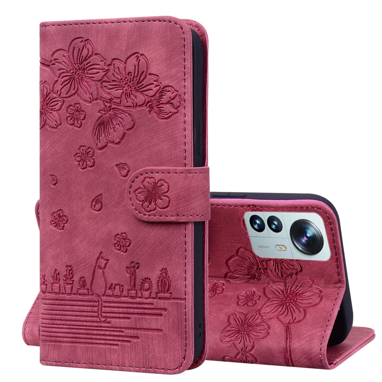 Cartoon Sakura Cat Embossed Leather Phone Case, For Xiaomi Poco F4 GT, For Xiaomi Poco M3 / Redmi 9T Global, For Xiaomi Poco X3 / X3 NFC, For Xiaomi Redmi K40 / K40 Pro, For Xiaomi Redmi Note 11 Pro 4G / 5G, For Xiaomi Poco M4 Pro 4G Global            ...