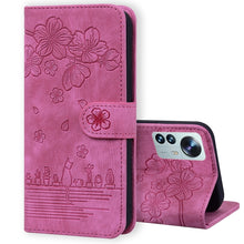 Load image into Gallery viewer, Cartoon Sakura Cat Embossed Leather Phone Case, For Xiaomi 12 / 12S / 12X, For Xiaomi Redmi Note 11 / Note 11S Global