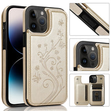 Load image into Gallery viewer, Butterflies Flowers Double Buckle Case, For iPhone 14 Pro Max, For iPhone 14 Pro, For iPhone 14, For iPhone 14 Plus