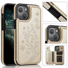 Load image into Gallery viewer, Butterflies Flowers Double Buckle Case, For iPhone 14 Pro Max, For iPhone 14 Pro, For iPhone 14, For iPhone 14 Plus