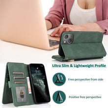 Load image into Gallery viewer, Zipper Wallet Bag Leather Case, For iPhone 14 Pro Max, For iPhone 14 Pro, For iPhone 14, For iPhone 14 Plus