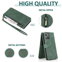 Load image into Gallery viewer, Zipper Wallet Bag Leather Case, For iPhone 14 Pro Max, For iPhone 14 Pro, For iPhone 14, For iPhone 14 Plus