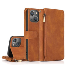 Load image into Gallery viewer, Zipper Wallet Bag Leather Case, For iPhone 14 Pro Max, For iPhone 14 Pro, For iPhone 14, For iPhone 14 Plus