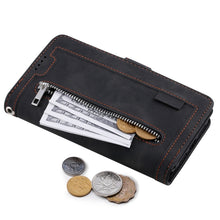 Load image into Gallery viewer, 9 Card Slots Zipper Bag Leather Case, For iPhone 14 Pro Max, For iPhone 14 Pro, For iPhone 14, For iPhone 14 Plus
