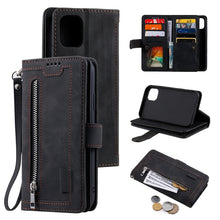 Load image into Gallery viewer, 9 Card Slots Zipper Bag Leather Case, For iPhone 14 Pro Max, For iPhone 14 Pro, For iPhone 14, For iPhone 14 Plus