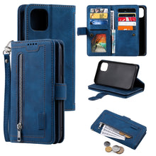 Load image into Gallery viewer, 9 Card Slots Zipper Bag Leather Case, For iPhone 14 Pro Max, For iPhone 14 Pro, For iPhone 14, For iPhone 14 Plus