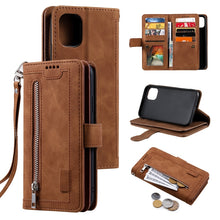 Load image into Gallery viewer, 9 Card Slots Zipper Bag Leather Case, For iPhone 14 Pro Max, For iPhone 14 Pro, For iPhone 14, For iPhone 14 Plus
