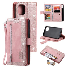 Load image into Gallery viewer, 9 Card Slots Zipper Bag Leather Case, For iPhone 14 Pro Max, For iPhone 14 Pro, For iPhone 14, For iPhone 14 Plus