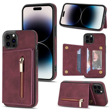 Load image into Gallery viewer, Zipper Card Holder Phone Case, For iPhone 14 Pro Max, For iPhone 14 Pro, For iPhone 14, For iPhone 14 Plus