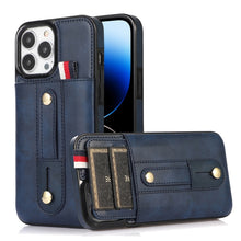 Load image into Gallery viewer, Wristband Kickstand Wallet Leather Phone Case, For iPhone 14 Pro Max, For iPhone 14 Pro, For iPhone 14, For iPhone 14 Plus
