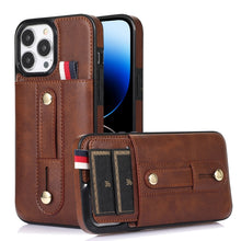 Load image into Gallery viewer, Wristband Kickstand Wallet Leather Phone Case, For iPhone 14 Pro Max, For iPhone 14 Pro, For iPhone 14, For iPhone 14 Plus