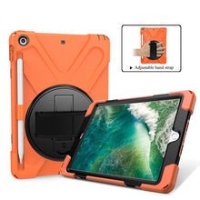 Load image into Gallery viewer, For iPad 9.7 (2018) &amp; (2017) 360 Degree Rotation Silicone Protective Cover with Holder &amp; Hand Strap &amp; Long Strap &amp; Pencil Slot, For iPad 9.7 (2018) &amp; (2017)