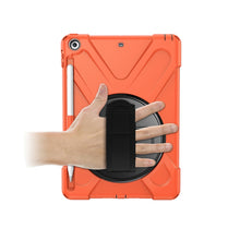 Load image into Gallery viewer, For iPad 9.7 (2018) &amp; (2017) 360 Degree Rotation Silicone Protective Cover with Holder &amp; Hand Strap &amp; Long Strap &amp; Pencil Slot, For iPad 9.7 (2018) &amp; (2017)