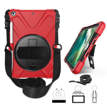 Load image into Gallery viewer, For iPad 9.7 (2018) &amp; (2017) 360 Degree Rotation Silicone Protective Cover with Holder &amp; Hand Strap &amp; Long Strap &amp; Pencil Slot, For iPad 9.7 (2018) &amp; (2017)