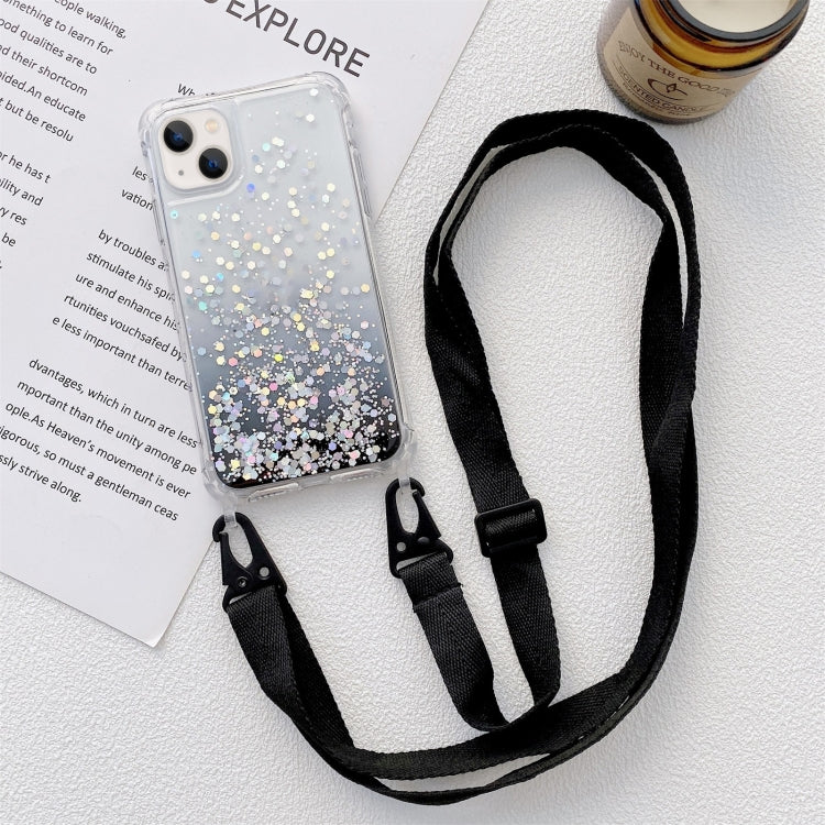 Lanyard Gradient Glitter Epoxy Case, For iPhone 14, For iPhone 14 Plus, For iPhone 14 Pro, For iPhone 14 Pro Max