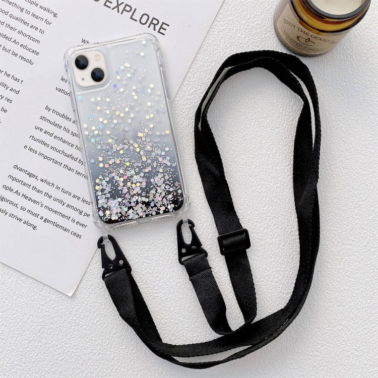 Lanyard Gradient Glitter Epoxy Case, For iPhone 14, For iPhone 14 Plus, For iPhone 14 Pro, For iPhone 14 Pro Max