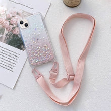 Load image into Gallery viewer, Lanyard Gradient Glitter Epoxy Case, For iPhone 14, For iPhone 14 Plus, For iPhone 14 Pro, For iPhone 14 Pro Max