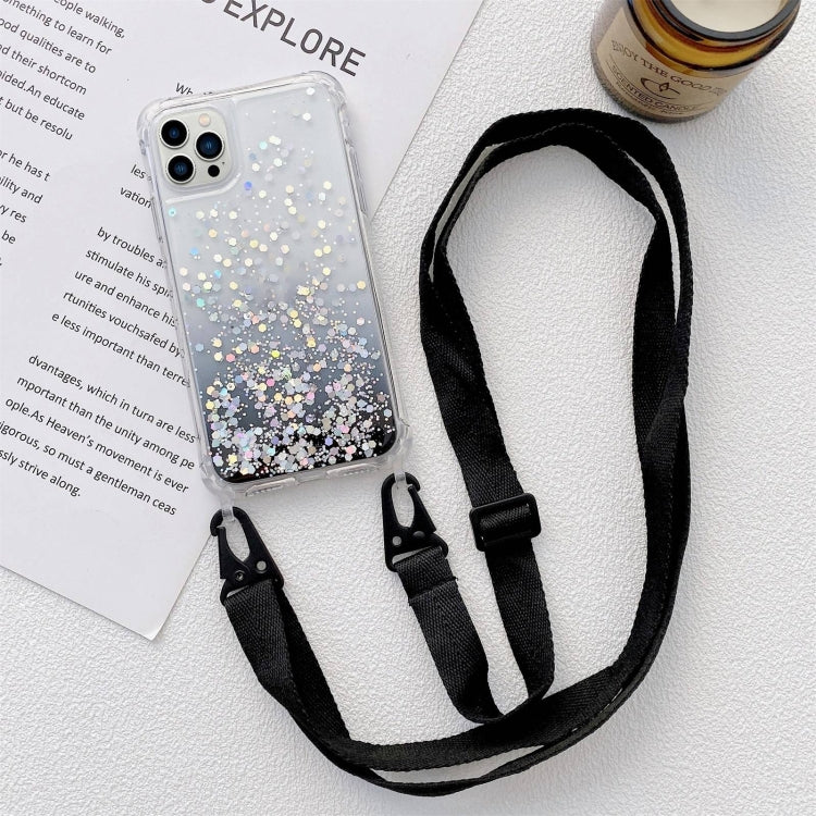 Lanyard Gradient Glitter Epoxy Case, For iPhone 14, For iPhone 14 Plus, For iPhone 14 Pro, For iPhone 14 Pro Max