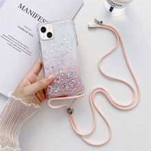 Load image into Gallery viewer, Lanyard Gradient Glitter Epoxy Case, For iPhone 14, For iPhone 14 Plus, For iPhone 14 Pro, For iPhone 14 Pro Max