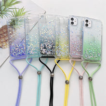 Load image into Gallery viewer, Lanyard Gradient Glitter Epoxy Case, For iPhone 14, For iPhone 14 Plus, For iPhone 14 Pro, For iPhone 14 Pro Max