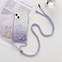 Load image into Gallery viewer, Lanyard Gradient Glitter Epoxy Case, For iPhone 14, For iPhone 14 Plus, For iPhone 14 Pro, For iPhone 14 Pro Max