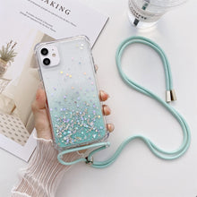 Load image into Gallery viewer, Lanyard Gradient Glitter Epoxy Case, For iPhone 14, For iPhone 14 Plus, For iPhone 14 Pro, For iPhone 14 Pro Max