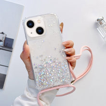 Load image into Gallery viewer, Lanyard Glitter Epoxy Clear Phone Case, For iPhone 14, For iPhone 14 Plus, For iPhone 14 Pro, For iPhone 14 Pro Max, For iPhone 13 mini, For iPhone 13