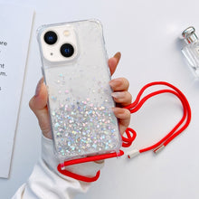Load image into Gallery viewer, Lanyard Glitter Epoxy Clear Phone Case, For iPhone 14, For iPhone 14 Plus, For iPhone 14 Pro, For iPhone 14 Pro Max, For iPhone 13 mini, For iPhone 13