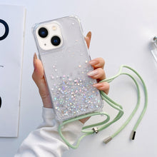Load image into Gallery viewer, Lanyard Glitter Epoxy Clear Phone Case, For iPhone 14, For iPhone 14 Plus, For iPhone 14 Pro, For iPhone 14 Pro Max, For iPhone 13 mini, For iPhone 13