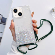Load image into Gallery viewer, Lanyard Glitter Epoxy Clear Phone Case, For iPhone 14, For iPhone 14 Plus, For iPhone 14 Pro, For iPhone 14 Pro Max, For iPhone 13 mini, For iPhone 13