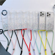 Load image into Gallery viewer, Lanyard Glitter Epoxy Clear Phone Case, For iPhone 14, For iPhone 14 Plus, For iPhone 14 Pro, For iPhone 14 Pro Max, For iPhone 13 mini, For iPhone 13