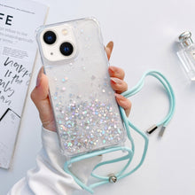 Load image into Gallery viewer, Lanyard Glitter Epoxy Clear Phone Case, For iPhone 14, For iPhone 14 Plus, For iPhone 14 Pro, For iPhone 14 Pro Max, For iPhone 13 mini, For iPhone 13