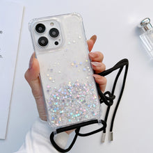 Load image into Gallery viewer, Lanyard Glitter Epoxy Clear Phone Case, For iPhone 14, For iPhone 14 Plus, For iPhone 14 Pro, For iPhone 14 Pro Max, For iPhone 13 mini, For iPhone 13