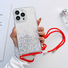 Load image into Gallery viewer, Lanyard Glitter Epoxy Clear Phone Case, For iPhone 14, For iPhone 14 Plus, For iPhone 14 Pro, For iPhone 14 Pro Max, For iPhone 13 mini, For iPhone 13