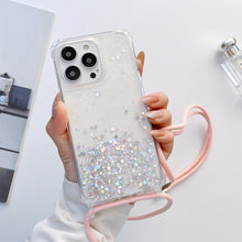 Load image into Gallery viewer, Lanyard Glitter Epoxy Clear Phone Case, For iPhone 14, For iPhone 14 Plus, For iPhone 14 Pro, For iPhone 14 Pro Max, For iPhone 13 mini, For iPhone 13