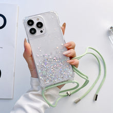 Load image into Gallery viewer, Lanyard Glitter Epoxy Clear Phone Case, For iPhone 14, For iPhone 14 Plus, For iPhone 14 Pro, For iPhone 14 Pro Max, For iPhone 13 mini, For iPhone 13