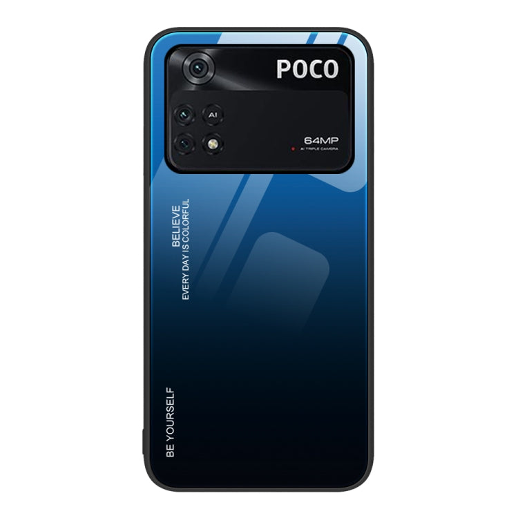 Gradient Color Glass Case, For Xiaomi Poco M4 Pro 4G