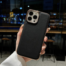 Load image into Gallery viewer, Genuine Leather Luolai Series Nano Electroplating Phone Case, For iPhone 14, For iPhone 14 Plus, For iPhone 14 Pro, For iPhone 14 Pro Max, For iPhone 13, For iPhone 13 Pro, For iPhone 13 Pro Max