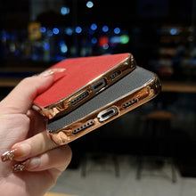 Load image into Gallery viewer, Genuine Leather Luolai Series Nano Electroplating Phone Case, For iPhone 14, For iPhone 14 Plus, For iPhone 14 Pro, For iPhone 14 Pro Max, For iPhone 13, For iPhone 13 Pro, For iPhone 13 Pro Max