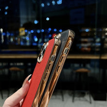 Load image into Gallery viewer, Genuine Leather Luolai Series Nano Electroplating Phone Case, For iPhone 14, For iPhone 14 Plus, For iPhone 14 Pro, For iPhone 14 Pro Max, For iPhone 13, For iPhone 13 Pro, For iPhone 13 Pro Max