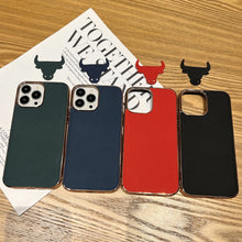 Load image into Gallery viewer, Genuine Leather Luolai Series Nano Electroplating Phone Case, For iPhone 14, For iPhone 14 Plus, For iPhone 14 Pro, For iPhone 14 Pro Max, For iPhone 13, For iPhone 13 Pro, For iPhone 13 Pro Max