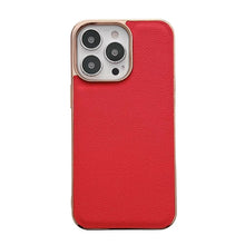 Load image into Gallery viewer, Genuine Leather Luolai Series Nano Electroplating Phone Case, For iPhone 14, For iPhone 14 Plus, For iPhone 14 Pro, For iPhone 14 Pro Max, For iPhone 13, For iPhone 13 Pro, For iPhone 13 Pro Max